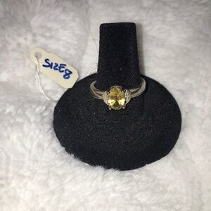 Canary yellow genuine crystal & sterling silver ring w/ whale tail bezel setting